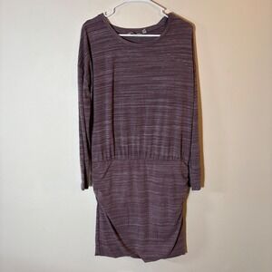 Athleta Beyond Soft Avenues‎ Dress Plum Heathered Knit Long Sleeve Size Medium